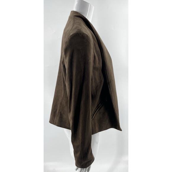 Dalia Open Front Jacket Size XL Chocolate Brown Faux Suede Womens - Picture 2 of 5